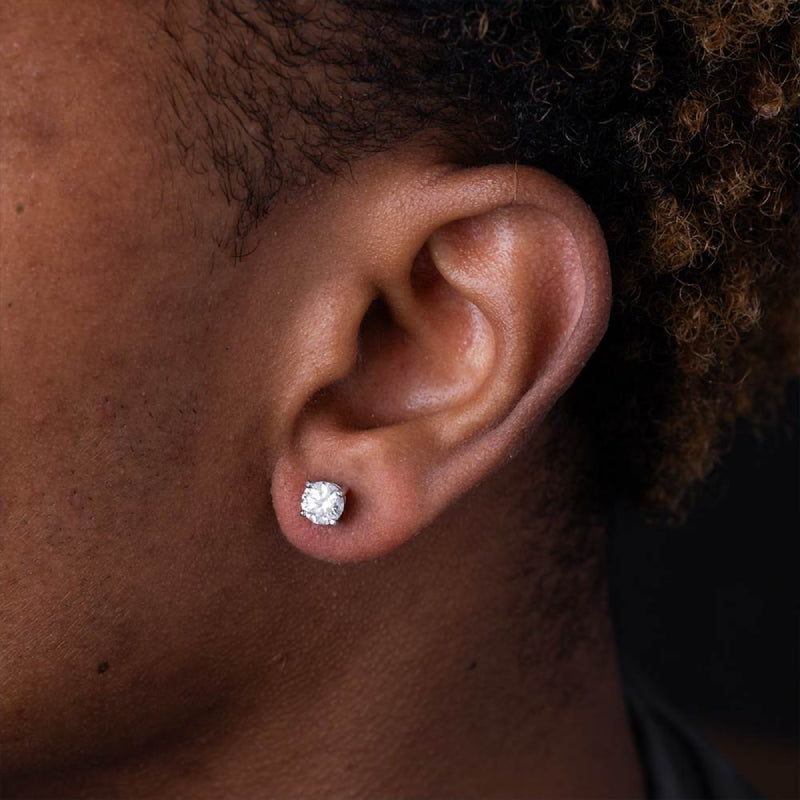 BOUCLE D'OREILLE RONDE - MOISSANITE VVS1 - OR 18K - HOMME