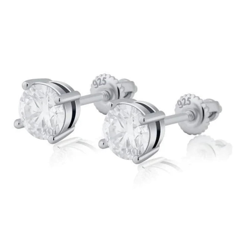 BOUCLE D'OREILLE RONDE - MOISSANITE VVS1 - OR 18K - HOMME