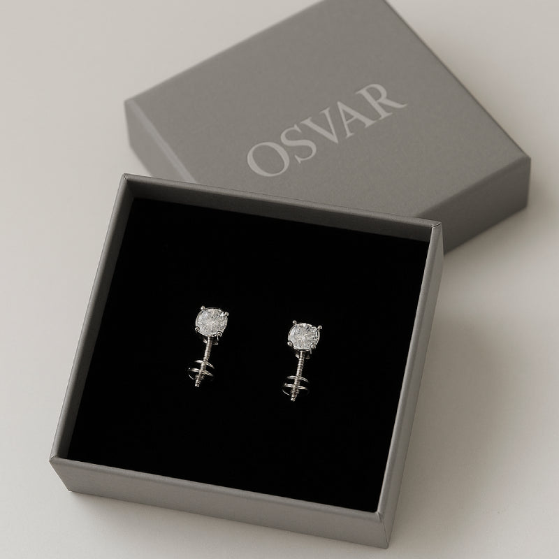 BOUCLE D'OREILLE RONDE - MOISSANITE VVS1 - OR 18K - HOMME