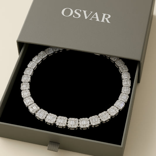 CHAINE TENNIS BAGUETTE - MOISSANITE VVS1 - OR 18K - HOMME