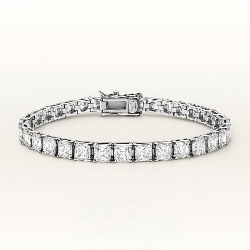 BRACELET SQUARE TENNIS - MOISSANITE VVS1 - OR 18K - HOMME