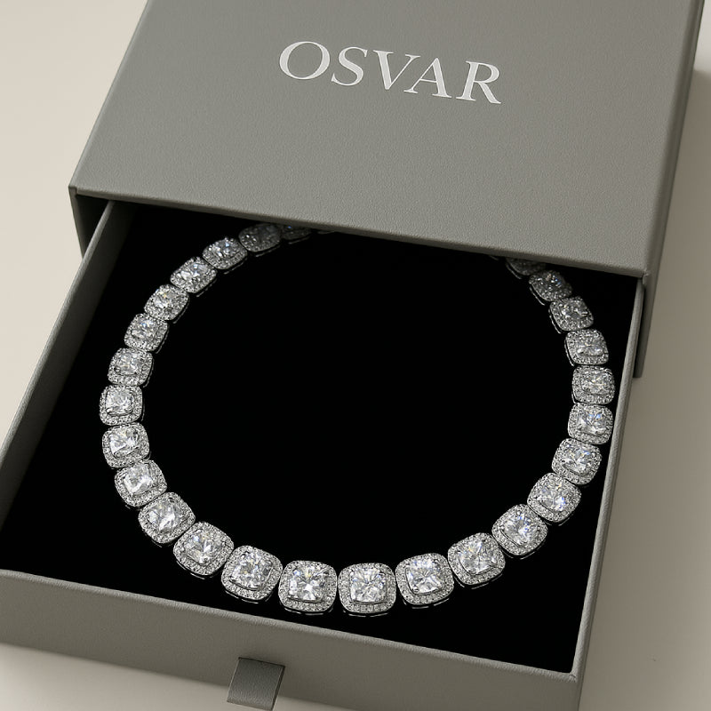 CHAINE CLUSTER - MOISSANITE VVS1 - OR 18K - HOMME