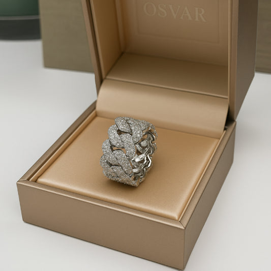 BAGUE CUBAINE - MOISSANITE VVS1 - OR 18K - HOMME