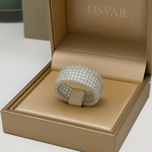 BAGUE 5 LIGNES - MOISSANITE VVS1 - OR 18K - HOMME