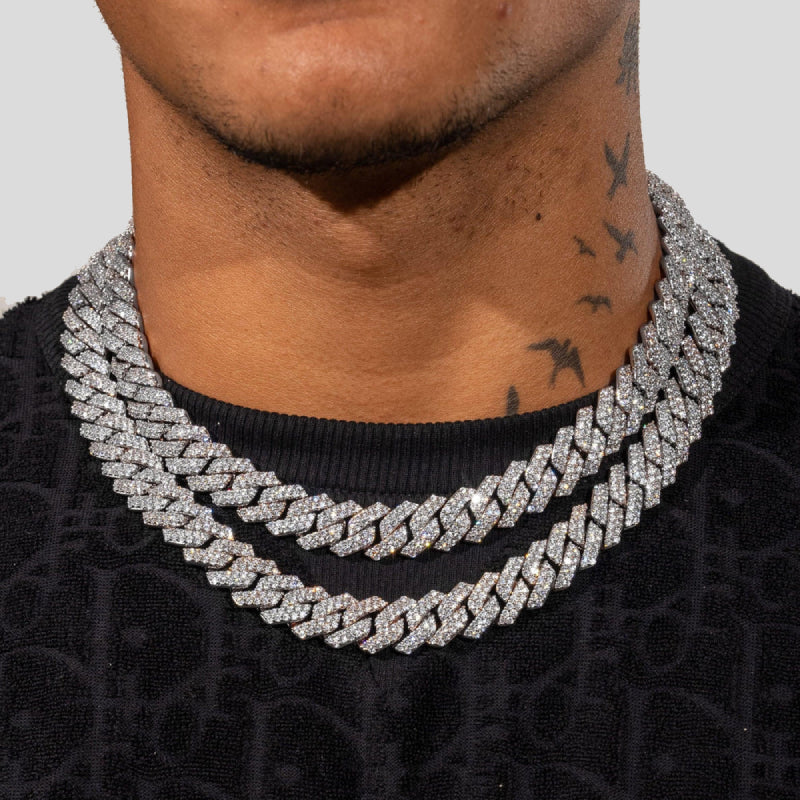 CHAINE CUBAINE - MOISSANITE VVS1 - OR 18K - HOMME
