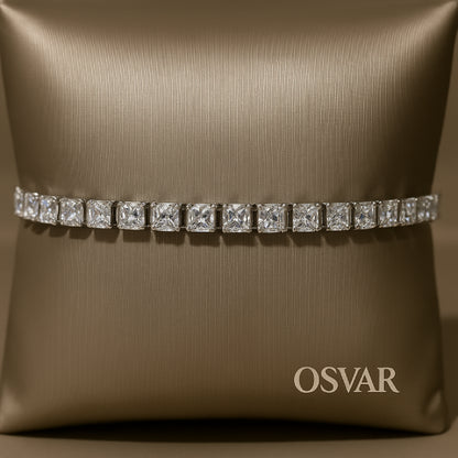 BRACELET SQUARE TENNIS - MOISSANITE VVS1 - OR 18K - HOMME