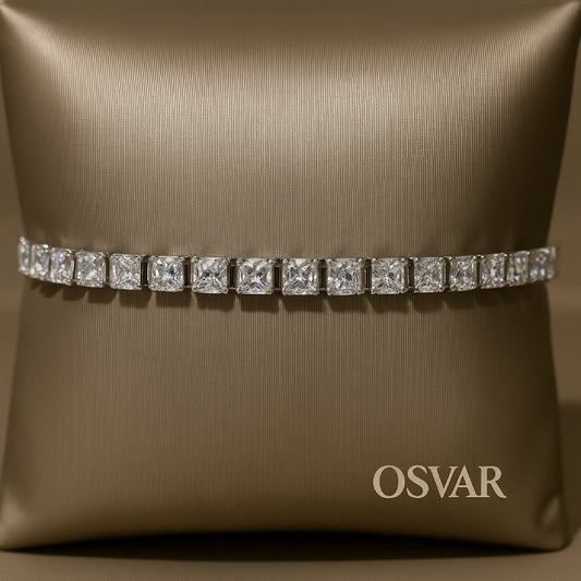 BRACELET SQUARE TENNIS - MOISSANITE VVS1 - OR 18K - HOMME