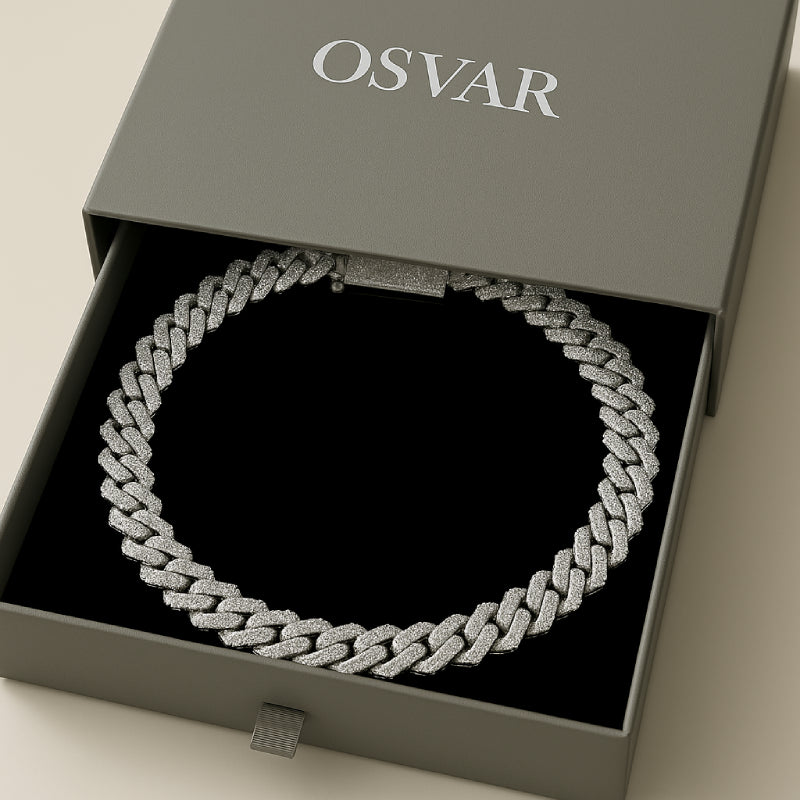 CHAINE CUBAINE - MOISSANITE VVS1 - OR 18K - HOMME
