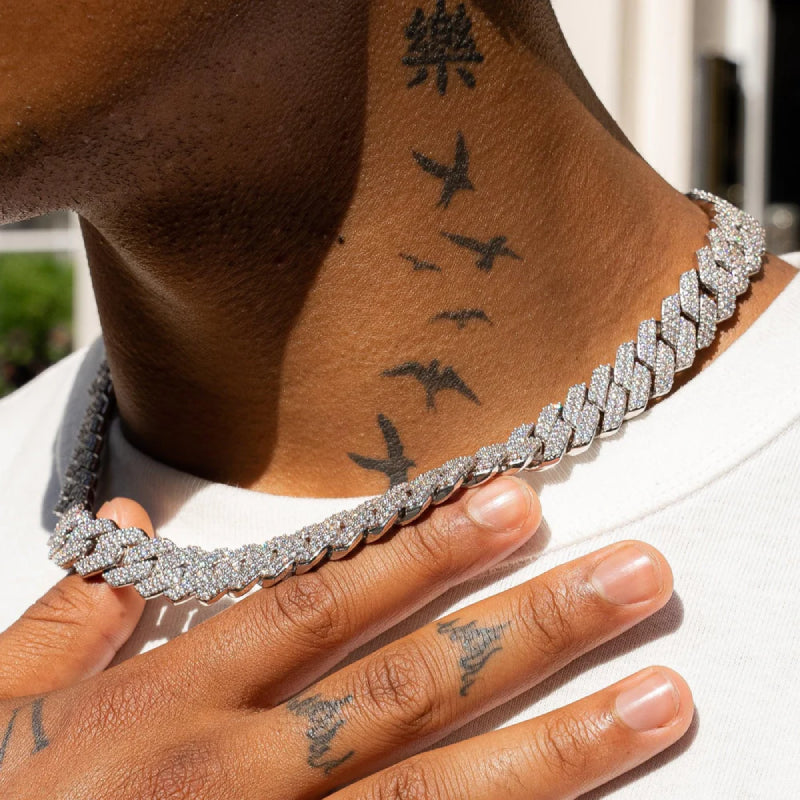 CHAINE CUBAINE - MOISSANITE VVS1 - OR 18K - HOMME