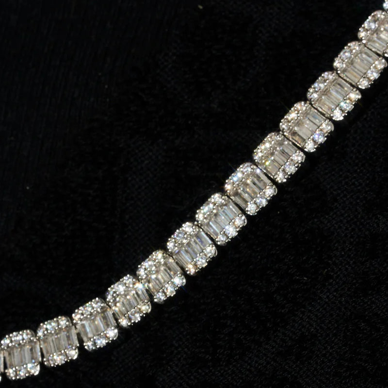 CHAINE TENNIS BAGUETTE - MOISSANITE VVS1 - OR 18K - HOMME