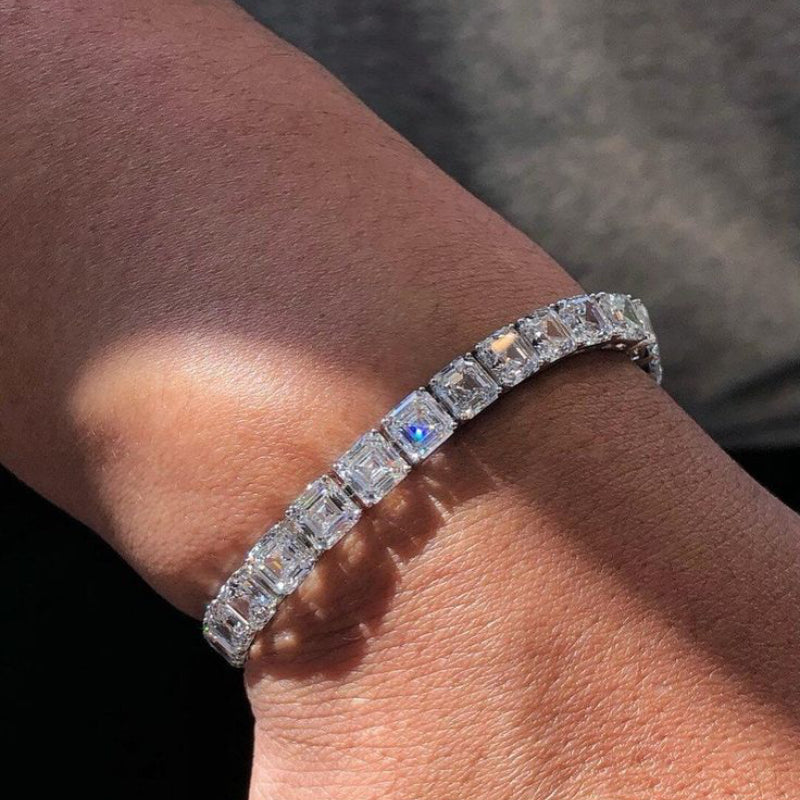 BRACELET SQUARE TENNIS - MOISSANITE VVS1 - OR 18K - HOMME