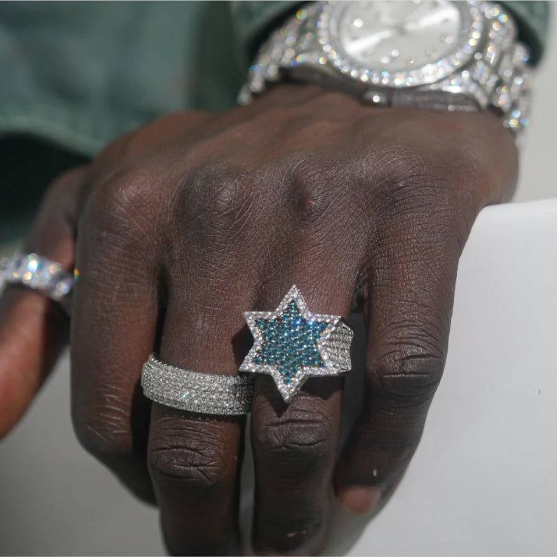 BAGUE 5 LIGNES - MOISSANITE VVS1 - OR 18K - HOMME