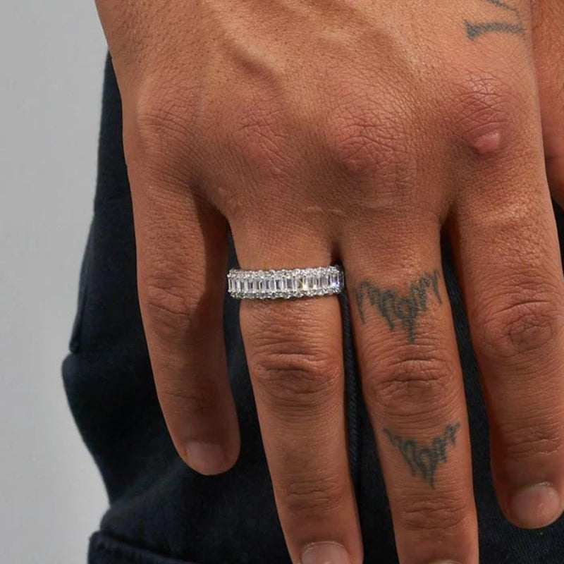 BAGUE PRONGUE BAGUETTE - MOISSANITE VVS1 - OR 18K - HOMME