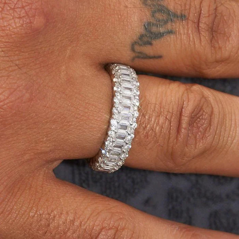 BAGUE PRONGUE BAGUETTE - MOISSANITE VVS1 - OR 18K - HOMME