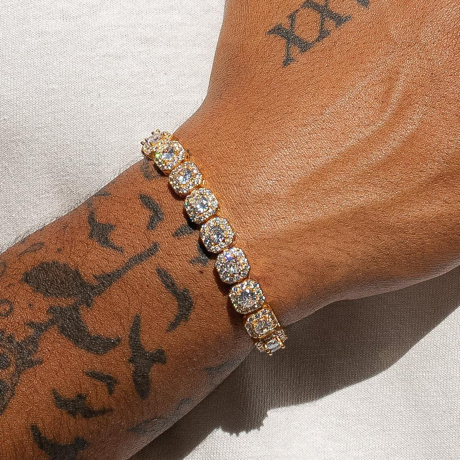 BRACELET CLUSTER TENNIS - MOISSANITE VVS1 - OR 18K - HOMME