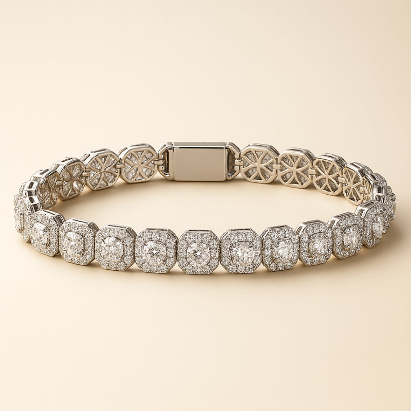 BRACELET CLUSTER TENNIS - MOISSANITE VVS1 - OR 18K - HOMME