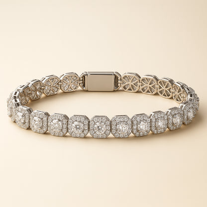 BRACELET CLUSTER TENNIS - MOISSANITE VVS1 - OR 18K - HOMME