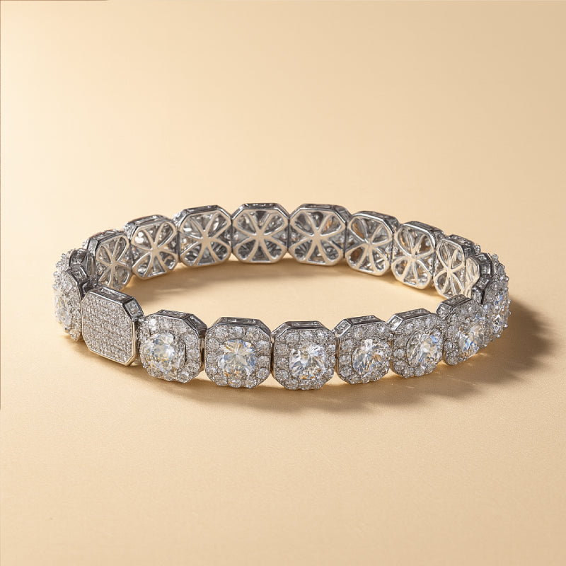 BRACELET CLUSTER TENNIS - MOISSANITE VVS1 - OR 18K - HOMME