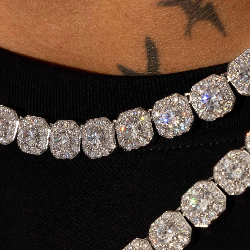 CHAINE CLUSTER - MOISSANITE VVS1 - OR 18K - HOMME