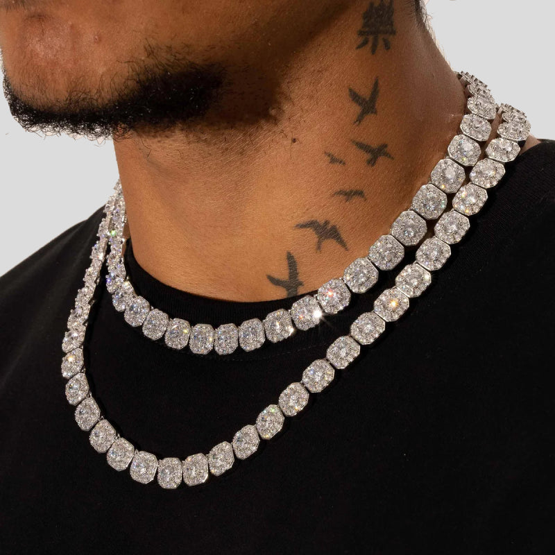 CHAINE CLUSTER - MOISSANITE VVS1 - OR 18K - HOMME