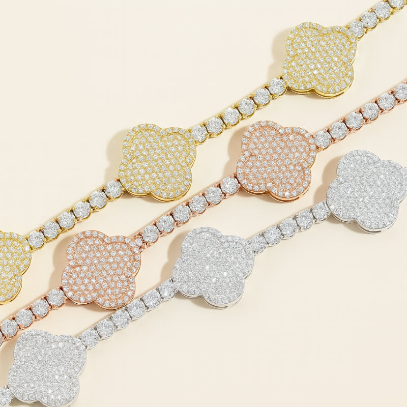 BRACELET FLOWER - MOISSANITE VVS1 - OR 18K - HOMME