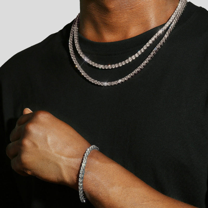 CHAINE TENNIS - MOISSANITE VVS1 - OR 18K - HOMME