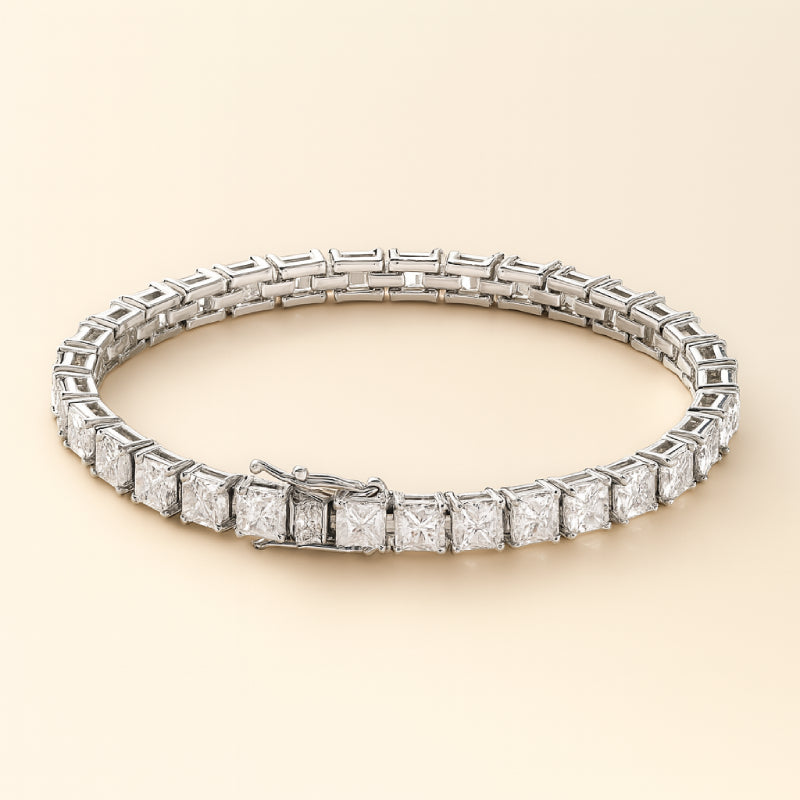 BRACELET SQUARE TENNIS - MOISSANITE VVS1 - OR 18K - HOMME