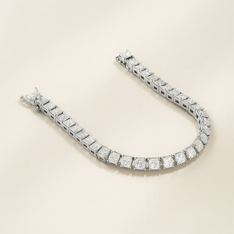 BRACELET SQUARE TENNIS - MOISSANITE VVS1 - OR 18K - HOMME